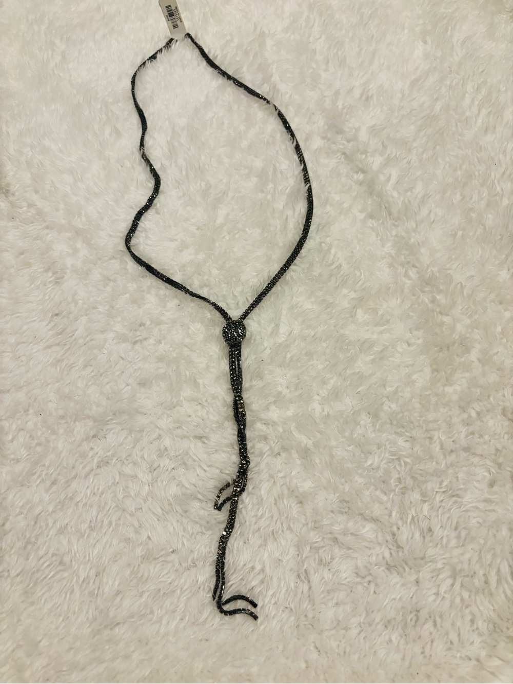 Francesca's Collections Black Beaded Knot Lariat Necklace